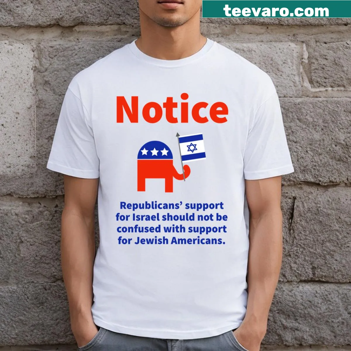 T-shirt with a bold statement about political views on Israel. — on a men's t-shirt
