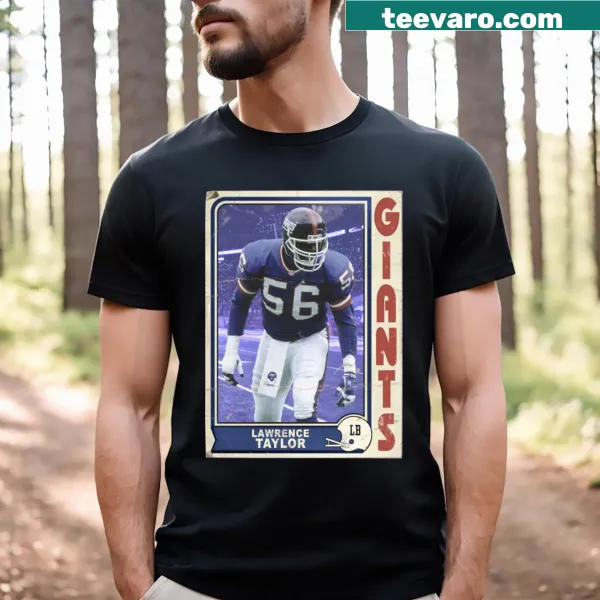 Retro Lawrence Taylor football trading card t-shirt with classic design