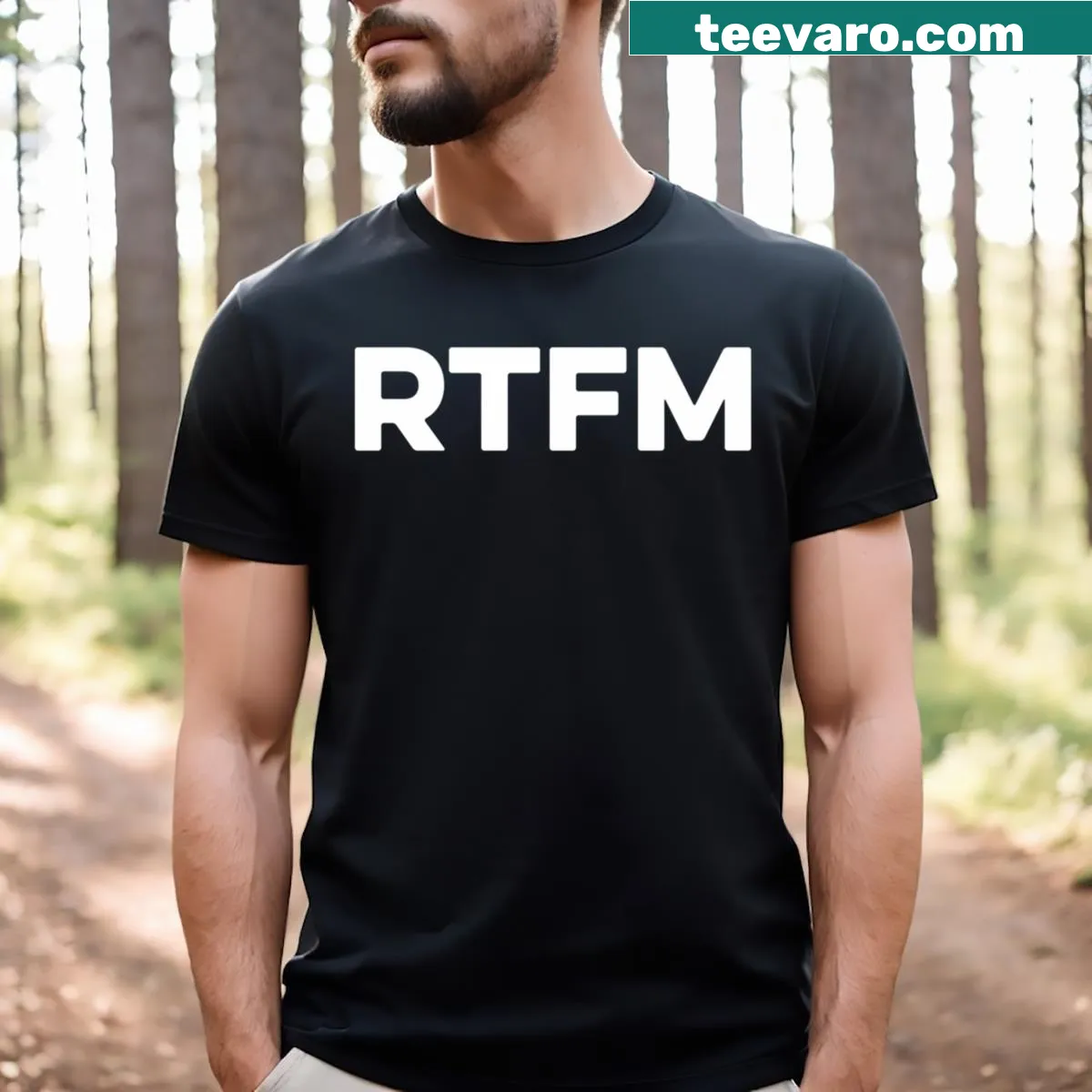 Rtfm t-shirt for programmers with a humorous slogan about reading manuals — on a men's t-shirt