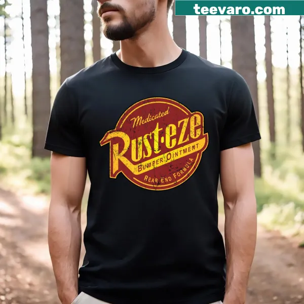 Vintage distressed t-shirt featuring Rusteze branding