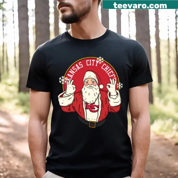 Santa Claus t-shirt featuring Kansas City Chiefs theme