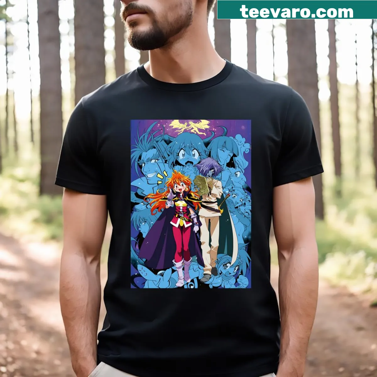 Rina Invers character from Slayers on a stylish scoop T-shirt — on a men's t-shirt