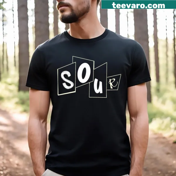 Minimalist sour logo T-shirt with an abstract design.
