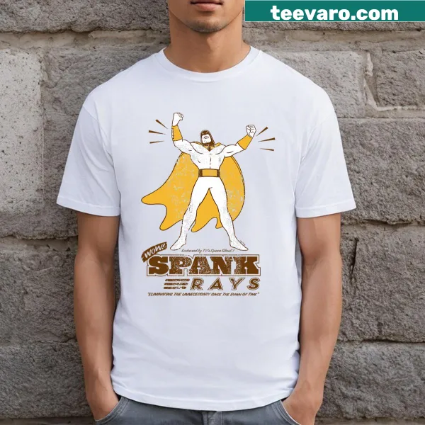 Space Ghost in superhero pose on a vintage distressed T-shirt