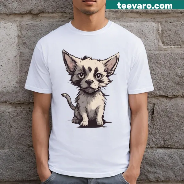 Cute t-shirt with cartoon puppy and cat design