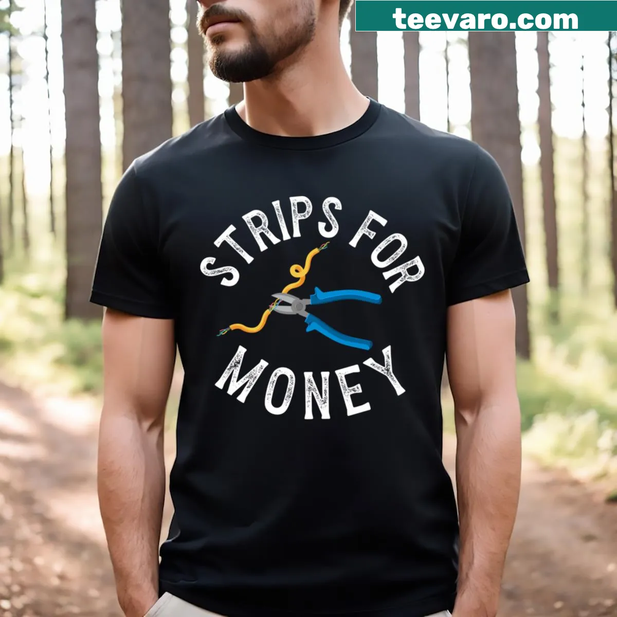 Funny electrician quote t-shirt with humorous text — on a men's t-shirt