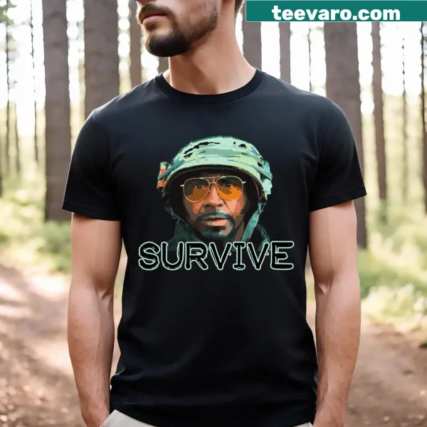 Inspirational T-shirt with bold typography saying 'Survive'