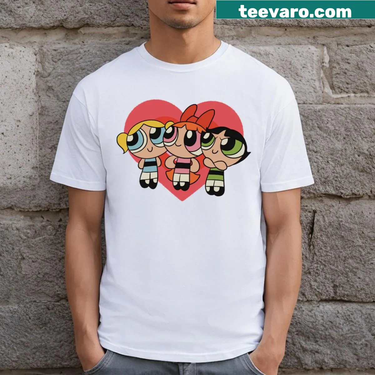 Illustration of the Powerpuff Girls on a t-shirt — on a men's t-shirt