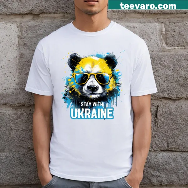 Illustration of a panda with a Ukrainian flag on a t-shirt