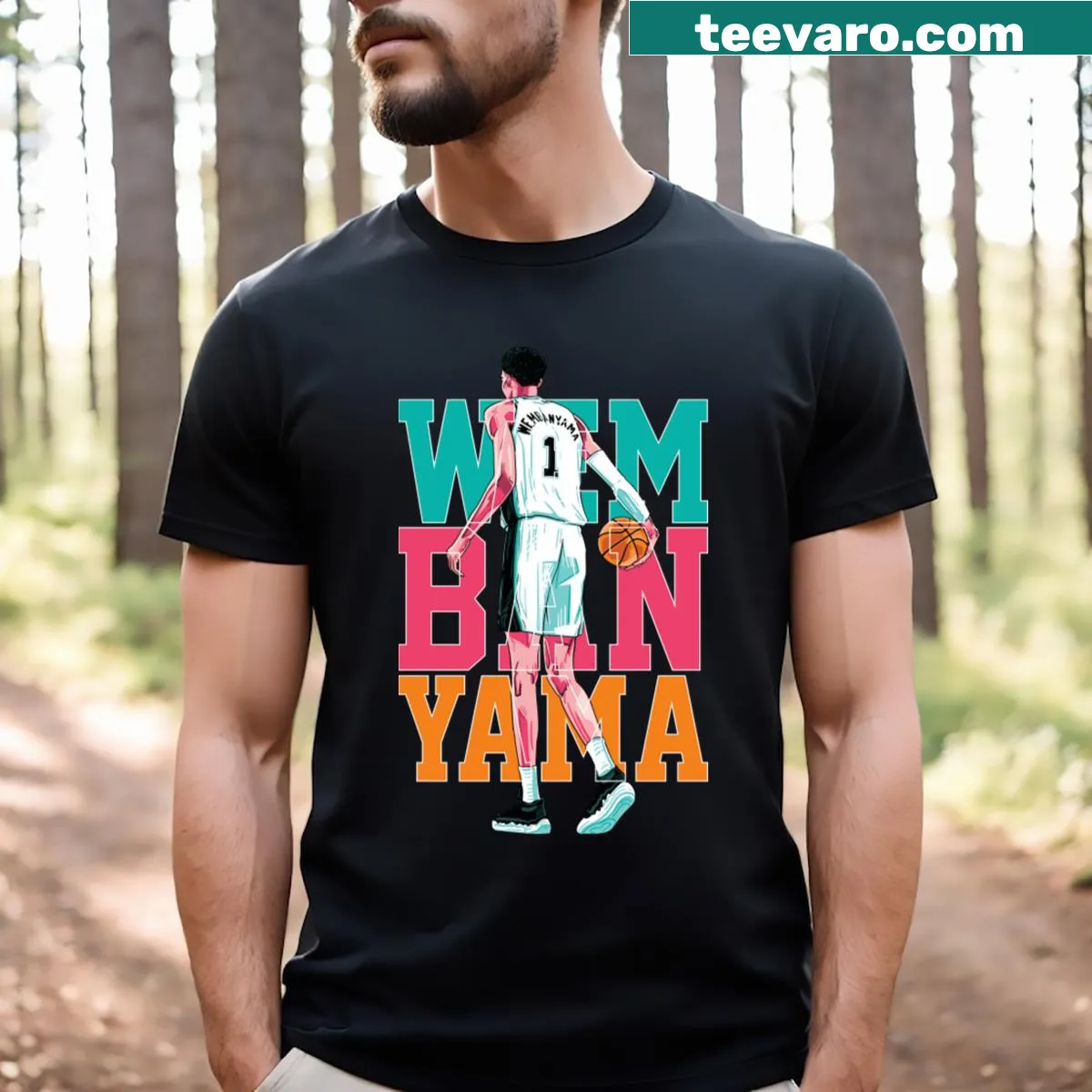 Illustration of Victor Wembanyama on a T-shirt — on a men's t-shirt