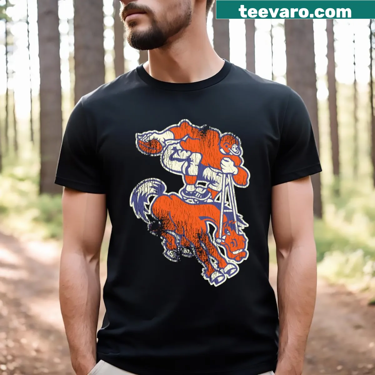Vintage Denver mascot graphic t-shirt with a nostalgic design — on a men's t-shirt