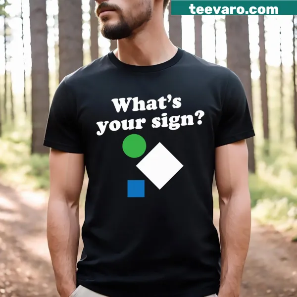 T-shirt featuring ski trail sign graphics and playful text