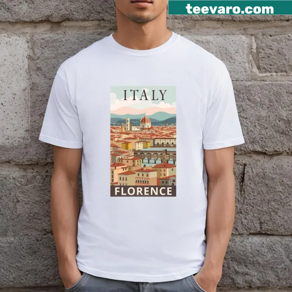 Vintage travel art t-shirt featuring Florence, Italy