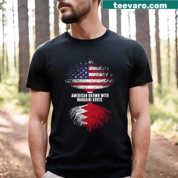 USA flag-themed t-shirt celebrating American and Bahraini roots