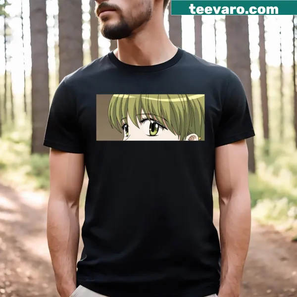 Anime-inspired T-shirt with a character featuring large eyes and a playful expression
