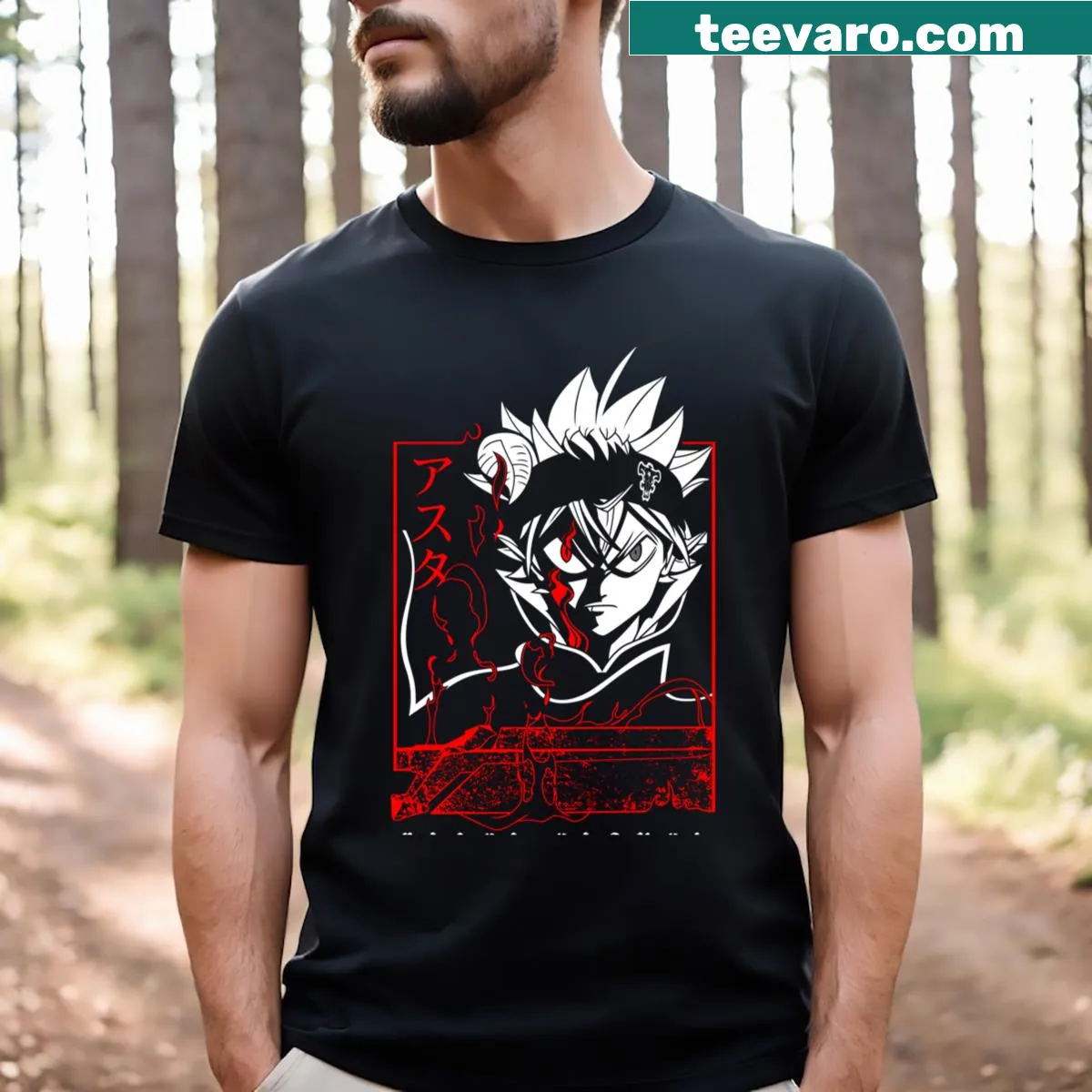 Illustration of Asta from Black Clover on a T-shirt — on a men's t-shirt