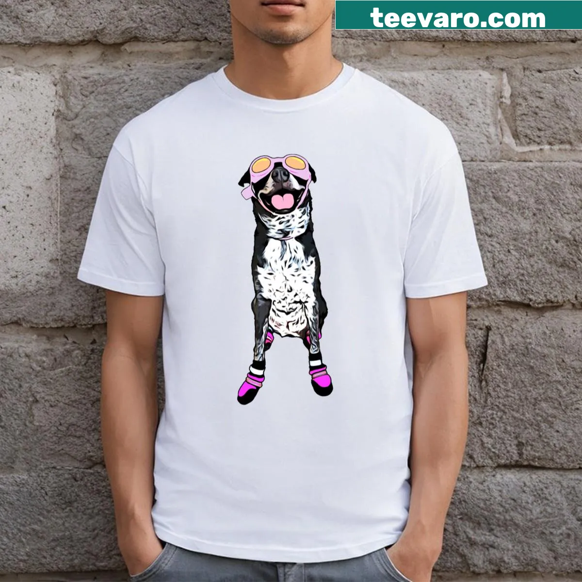 Dog-lover graphic T-shirt — on a men's t-shirt