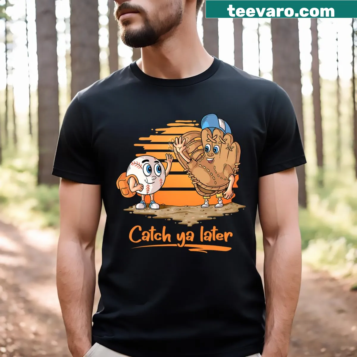 Cartoon baseball glove and baseball on a t-shirt — on a men's t-shirt