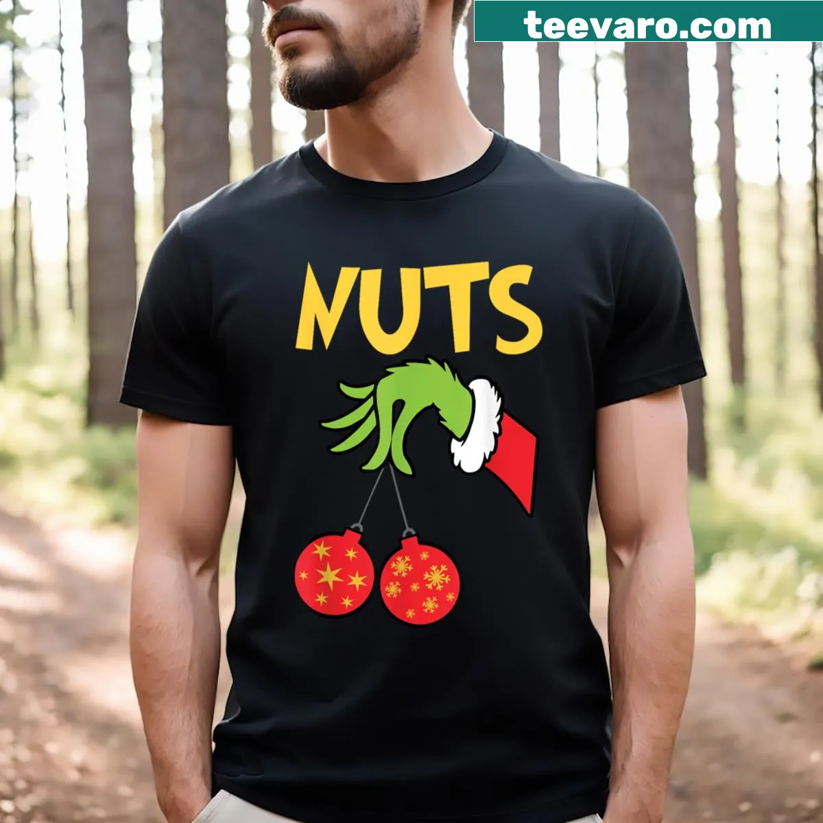 Funny Chest Nuts Matching Chestnuts Christmas t-shirt — on a men's t-shirt