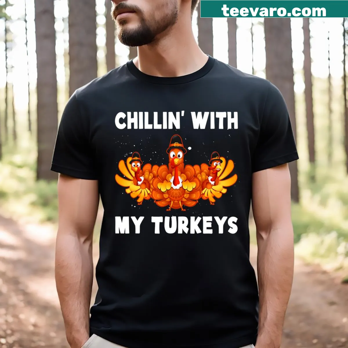 Funny vintage-style turkey design T-shirt for kids — on a men's t-shirt