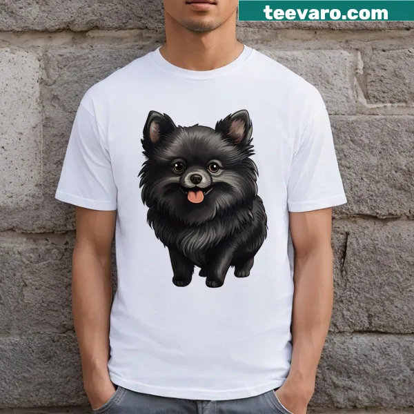 Illustration of a cute black Pomeranian puppy dog