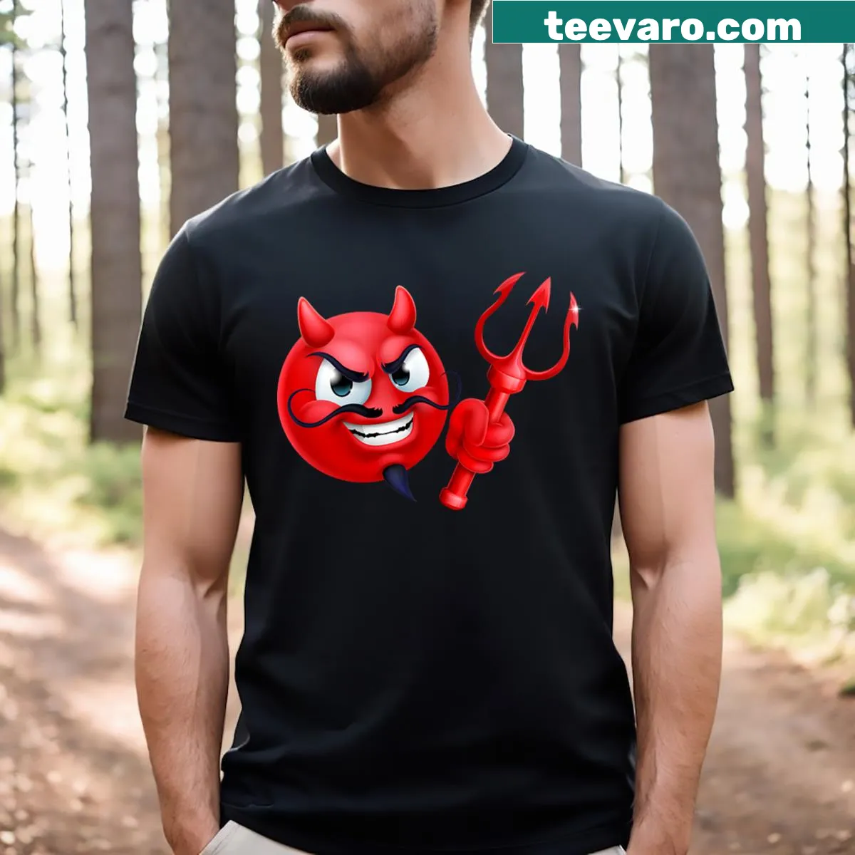 Cute cartoon devil emoticon t-shirt — on a men's t-shirt