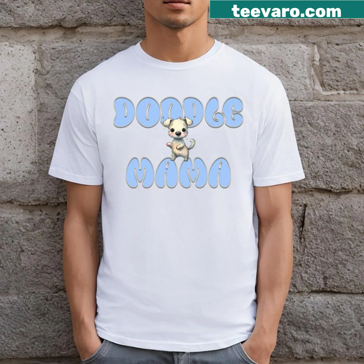 Hand-lettered 'Doodle Mama' graphic t-shirt — on a men's t-shirt