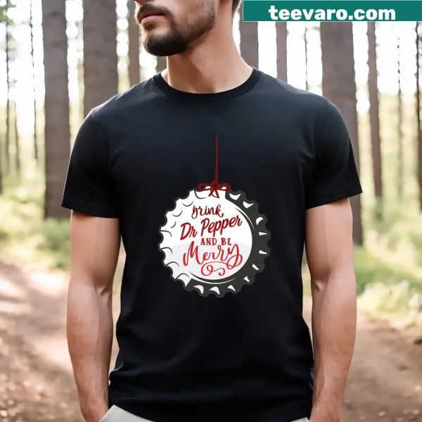 Cheerful t-shirt with 'Dr Pepper Merry' text