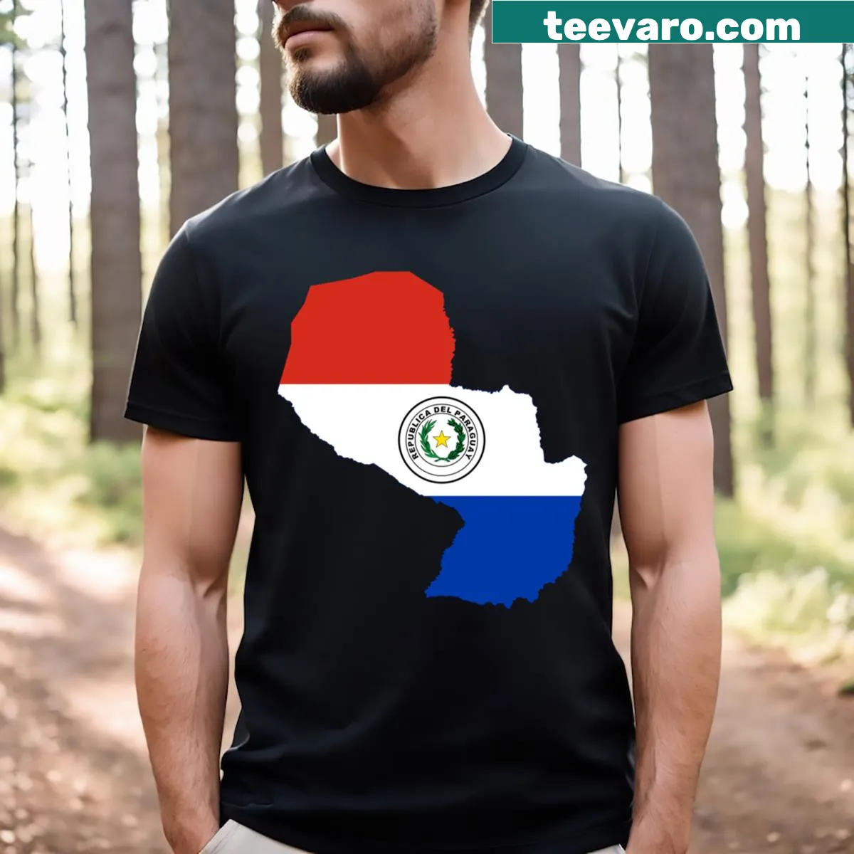 Paraguay flagmap design on a t-shirt — on a men's t-shirt
