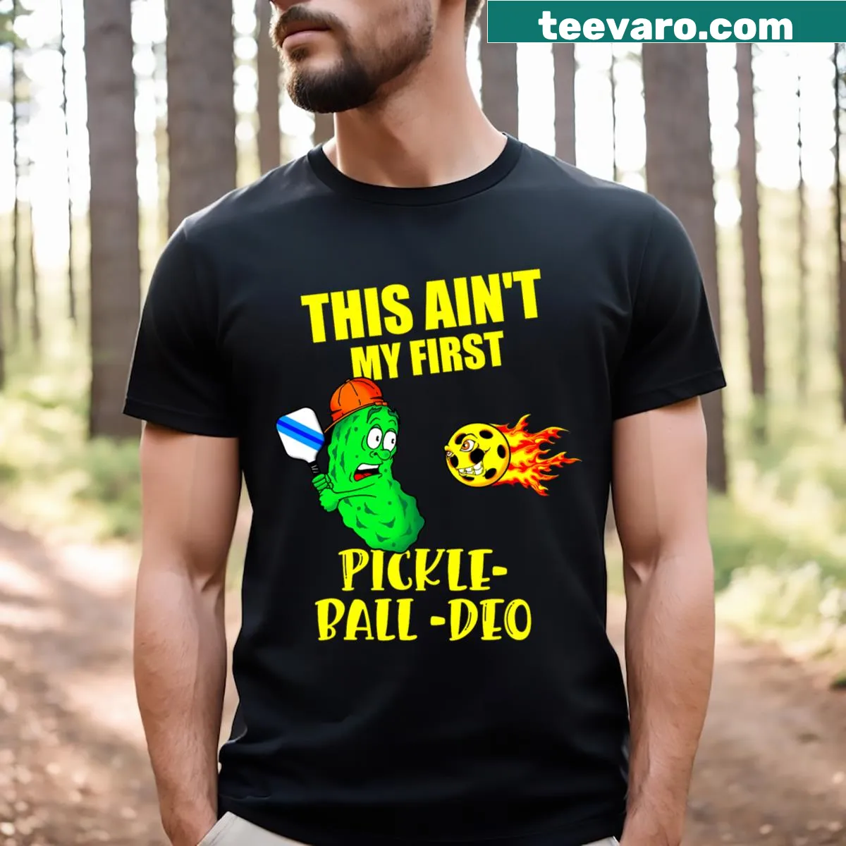 Funny pickleball saying t-shirt with playful typography — on a men's t-shirt