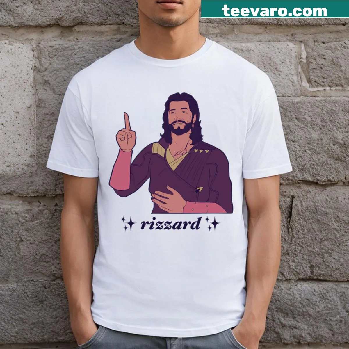 Illustration of Gale Dekarios, a wizard from Waterdeep — on a men's t-shirt