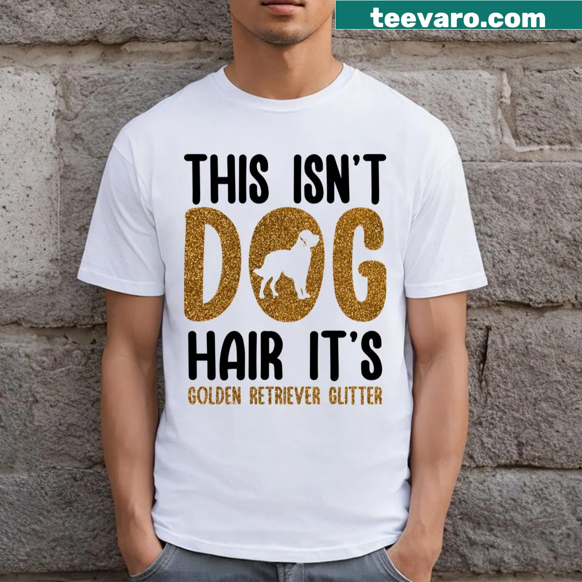 Vintage-style t-shirt featuring a golden retriever — on a men's t-shirt