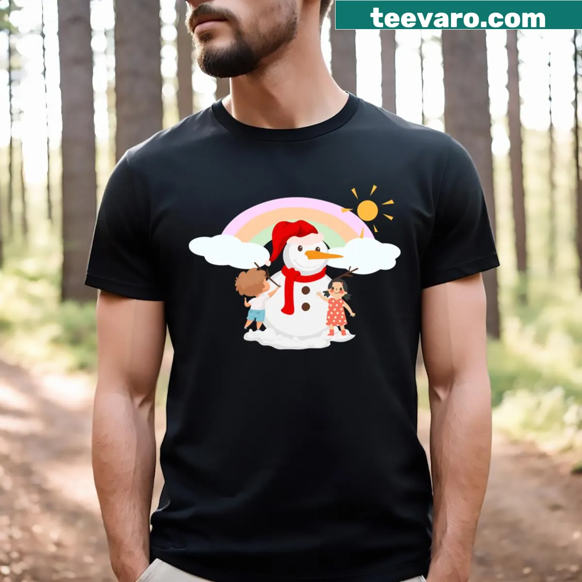 Festive holiday shirt with the message Happy Christmas New Year 2024 — on a men's t-shirt