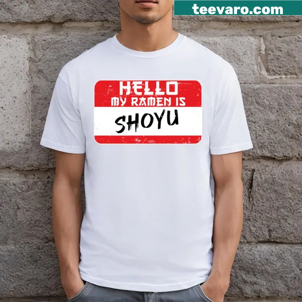 Playful ramen graphic with text on T-shirt