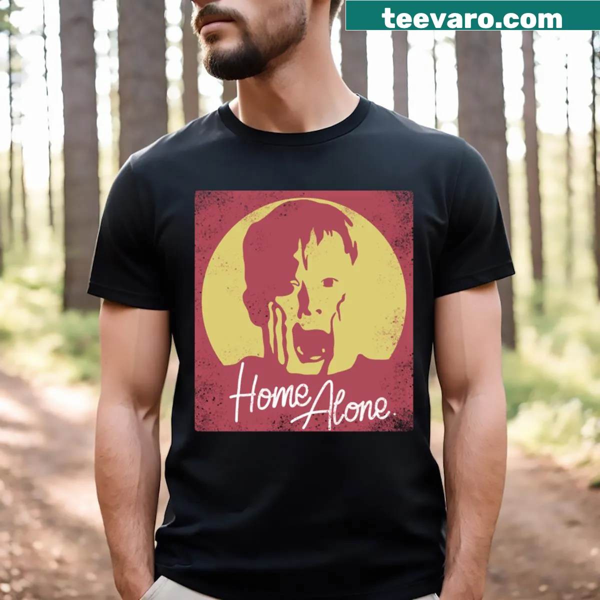 Vintage distressed t-shirt featuring quotes from Home Alone — on a men's t-shirt