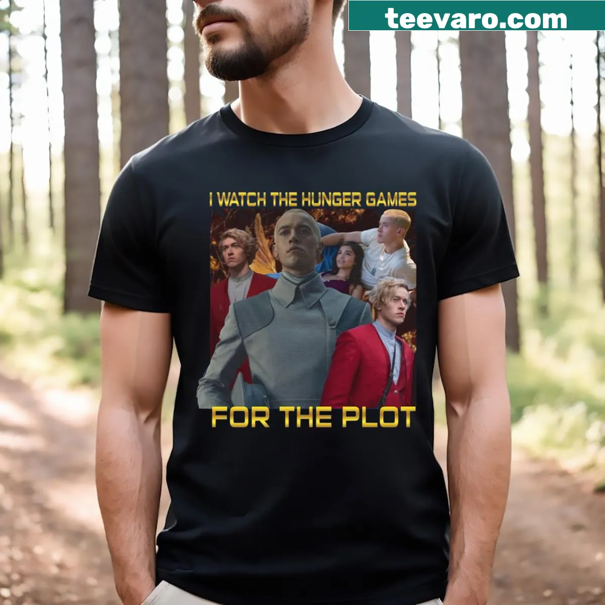 T-shirt with humorous Hunger Games quote design — on a men's t-shirt