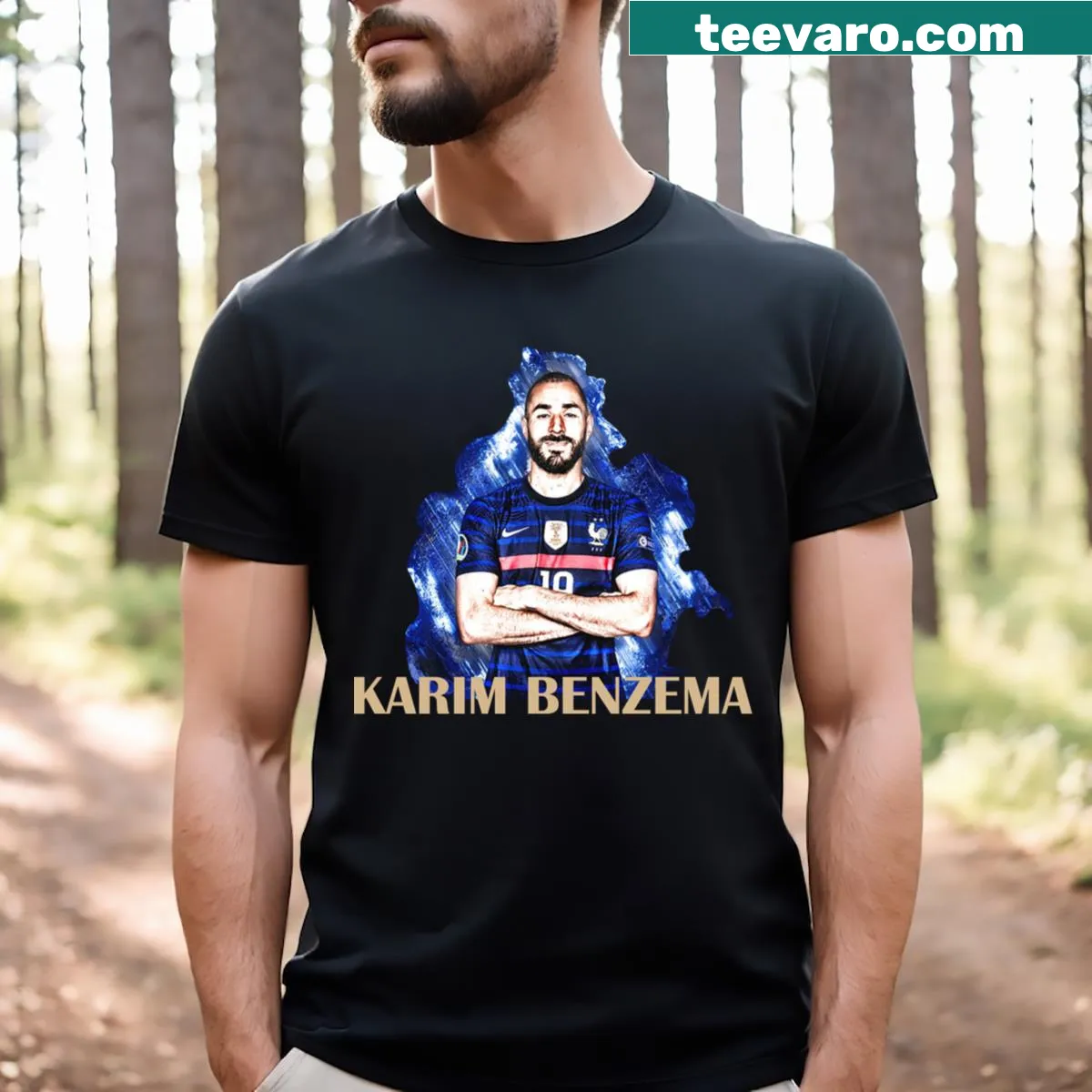 Karim Benzema tribute T-shirt with his name boldly printed — on a men's t-shirt