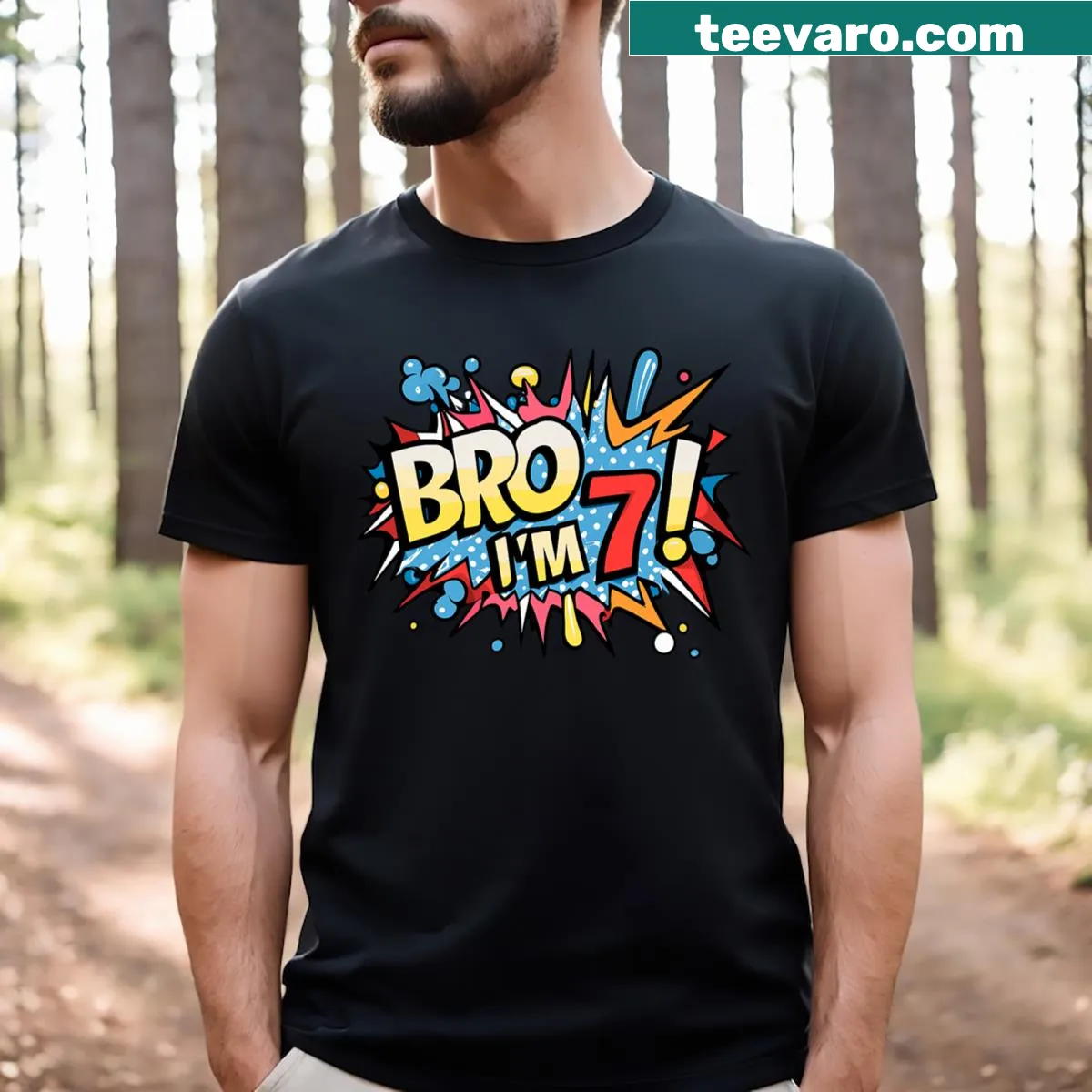 Funny T-shirt for boys celebrating their 7th birthday — on a men's t-shirt