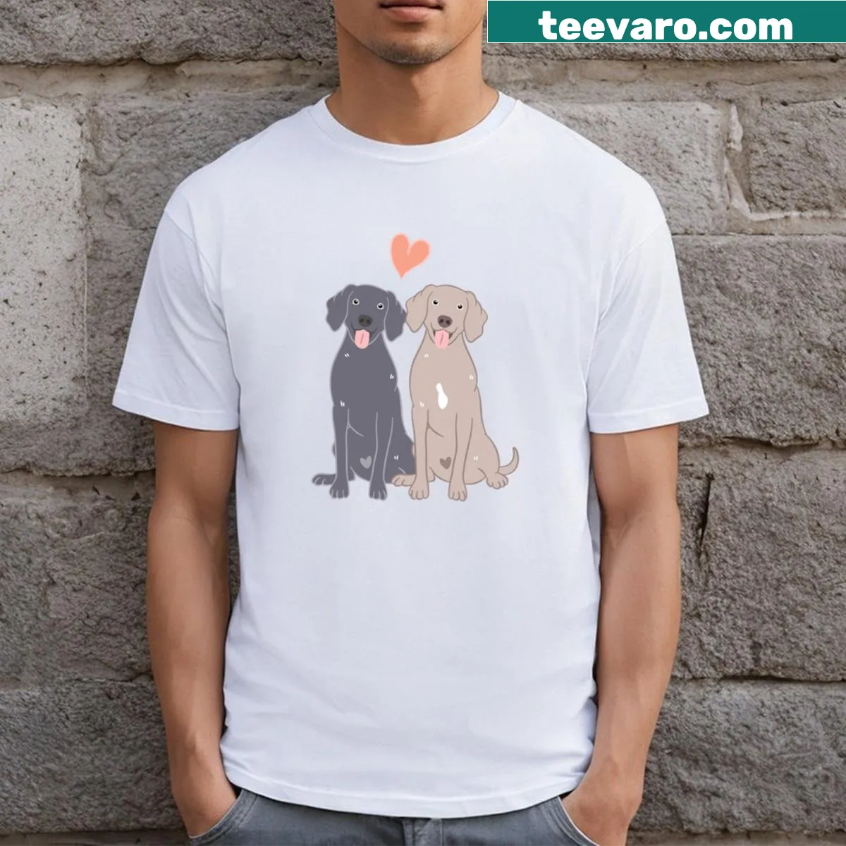 Illustration of blue and gray Weimaraners on T-shirt — on a men's t-shirt