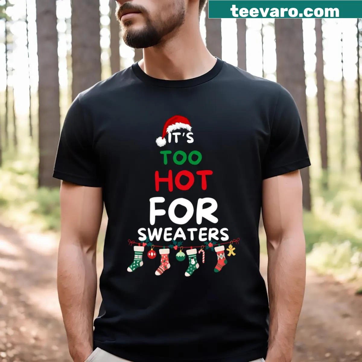 Christmas t-shirt featuring the phrase 'Merry Christmas' in cheerful text — on a men's t-shirt