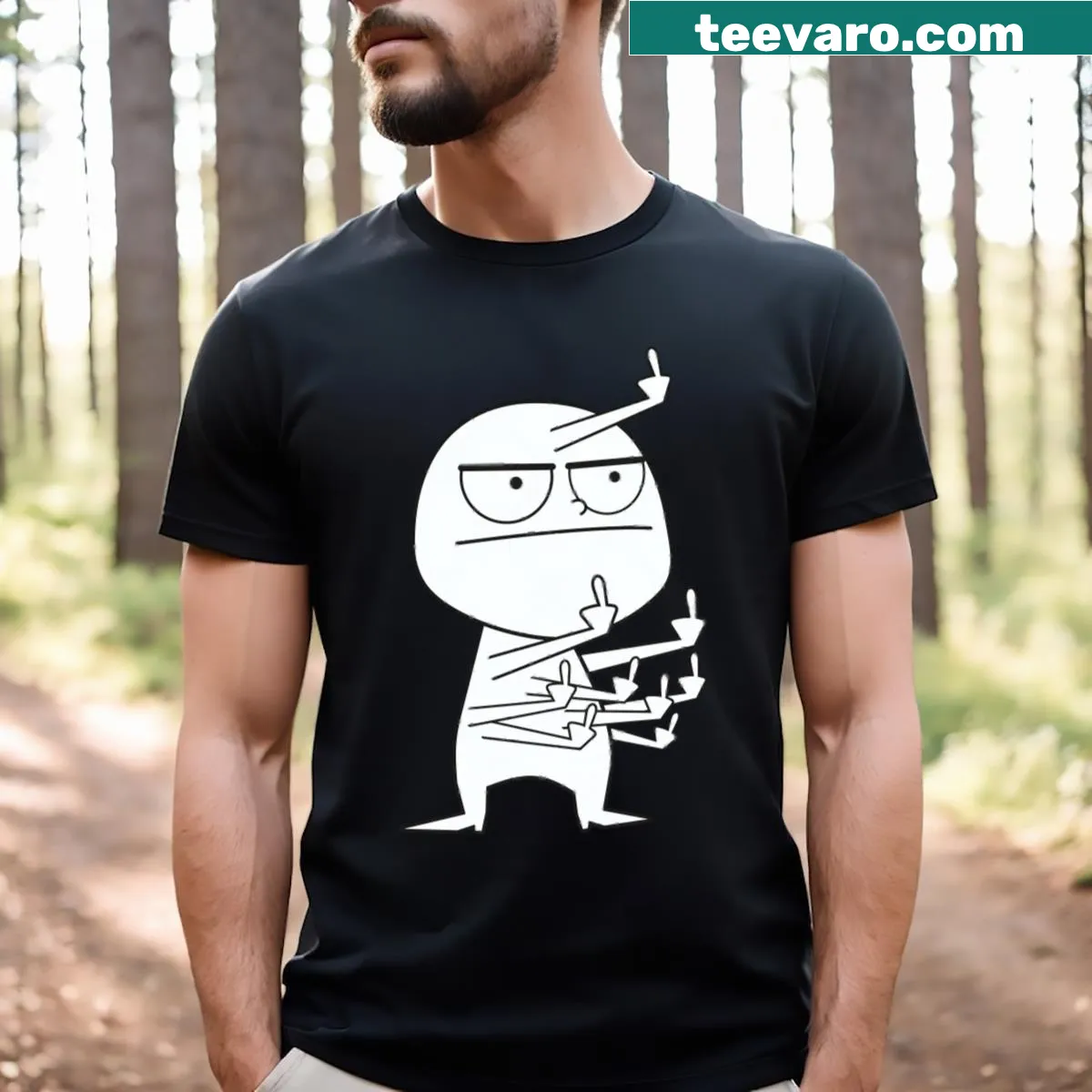 Middle Finger Maniac t-shirt with a bold middle finger graphic — on a men's t-shirt