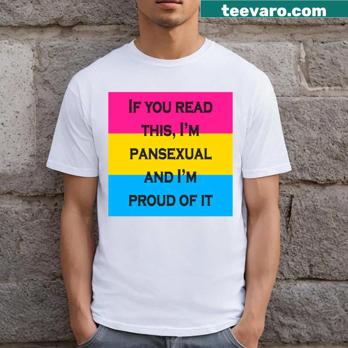 Pansexual pride graphic T-shirt celebrating inclusivity — on a men's t-shirt
