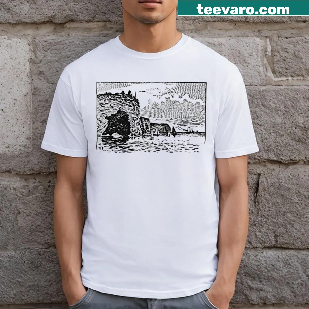 Illustration of Pictured Rocks National Lakeshore on a T-shirt — on a men's t-shirt