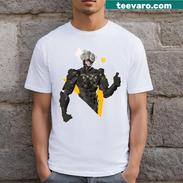 Long T-shirt with a graphic of Raiden from a popular video game.