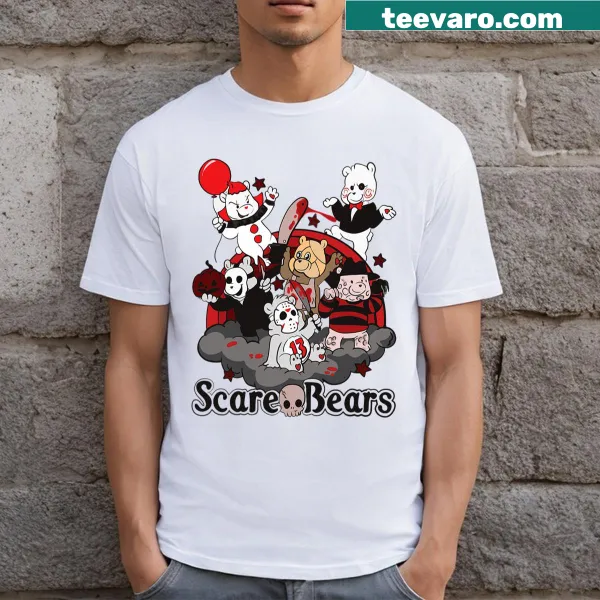 Cartoon bears in costumes for a cute horror-themed t-shirt