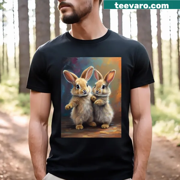 Illustration of cute baby rabbits on a kids' t-shirt