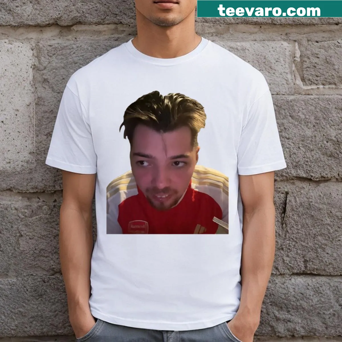 Funny T-shirt with a cartoon beaver choking on a potato — on a men's t-shirt