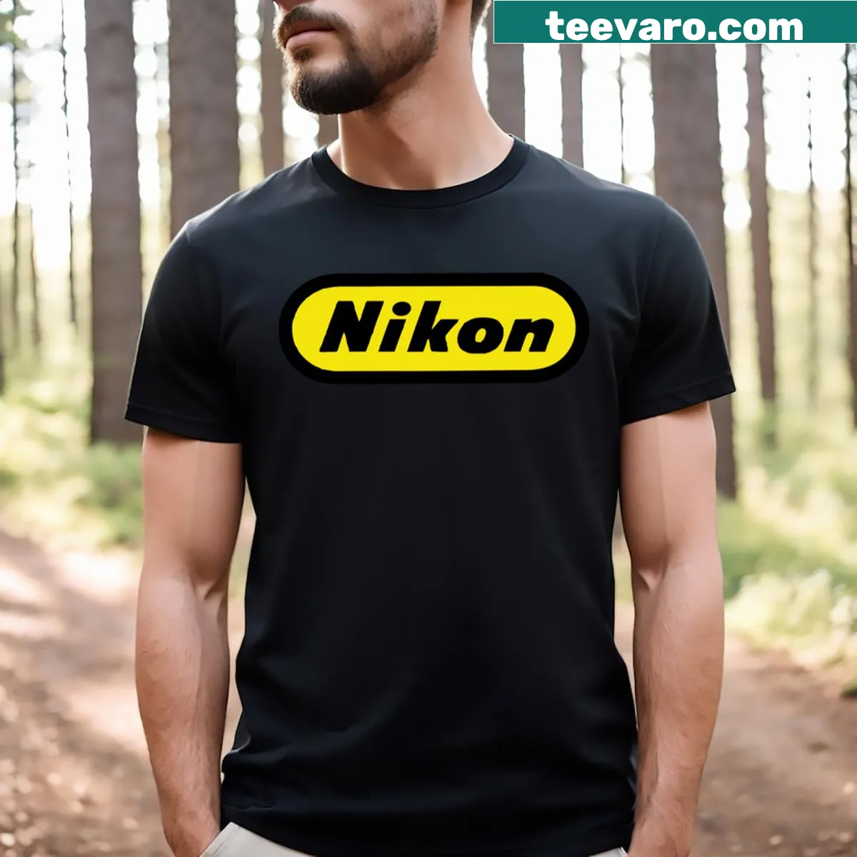 Nikon logo T-shirt with a minimalist design — on a men's t-shirt