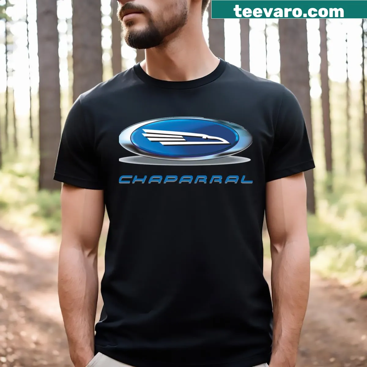 Chaparral Boats logo T-shirt for boating enthusiasts — on a men's t-shirt