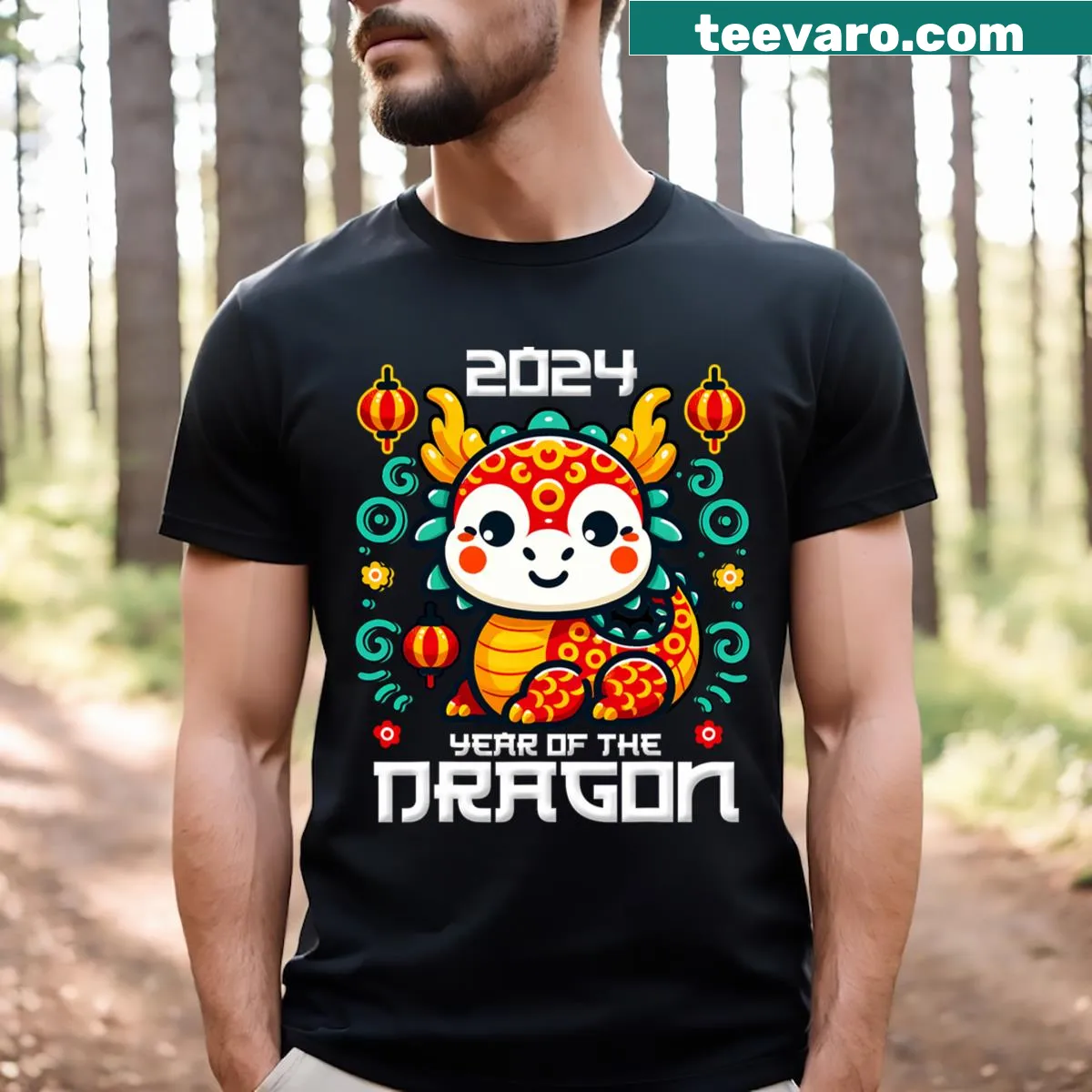 Kids t-shirt featuring Year of the Dragon illustration for Chinese New Year — on a men's t-shirt
